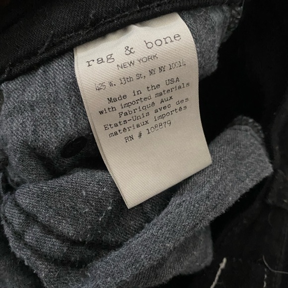 Rag and Bone mid rise black jeans super soft stretchy material cute lace up - Picture 6 of 6